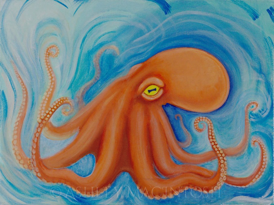 Octopus -- 16 x 12, acrylic on canvas. 2018